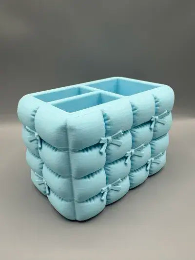 3D Printed Aesthetic Quilted Bow Makeup Brush Holder