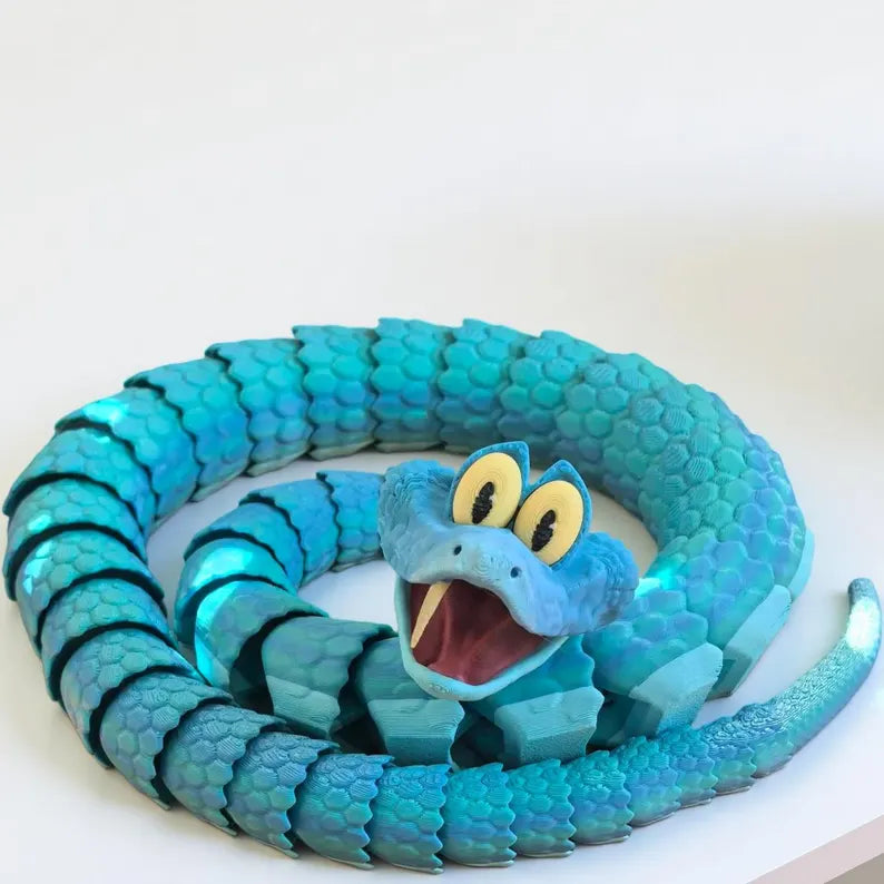 3D Printed Articulated Blue Snake Toy,Zootopia Gary Snake