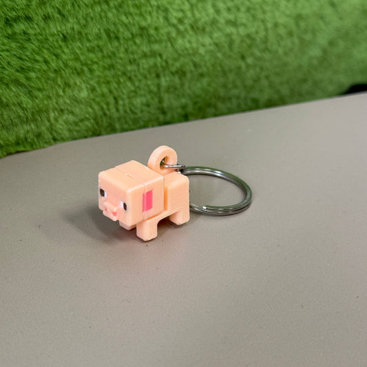3D Printed Minecraft pig Keychain