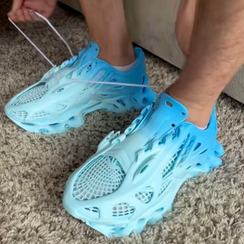 Gradient Blue 3D‑Printed Breathable Sneakers