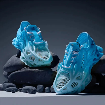Gradient Blue 3D‑Printed Breathable Sneakers