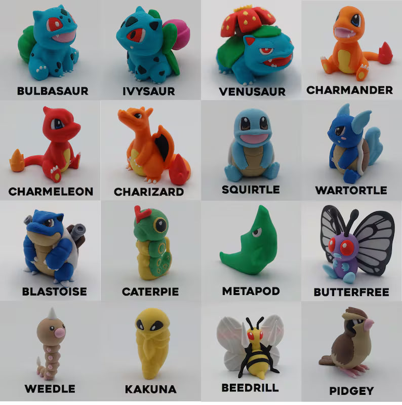 3D Printed Mini Pocket Monster Figurine: Gamer Desk Decor - Pick Your Favorites