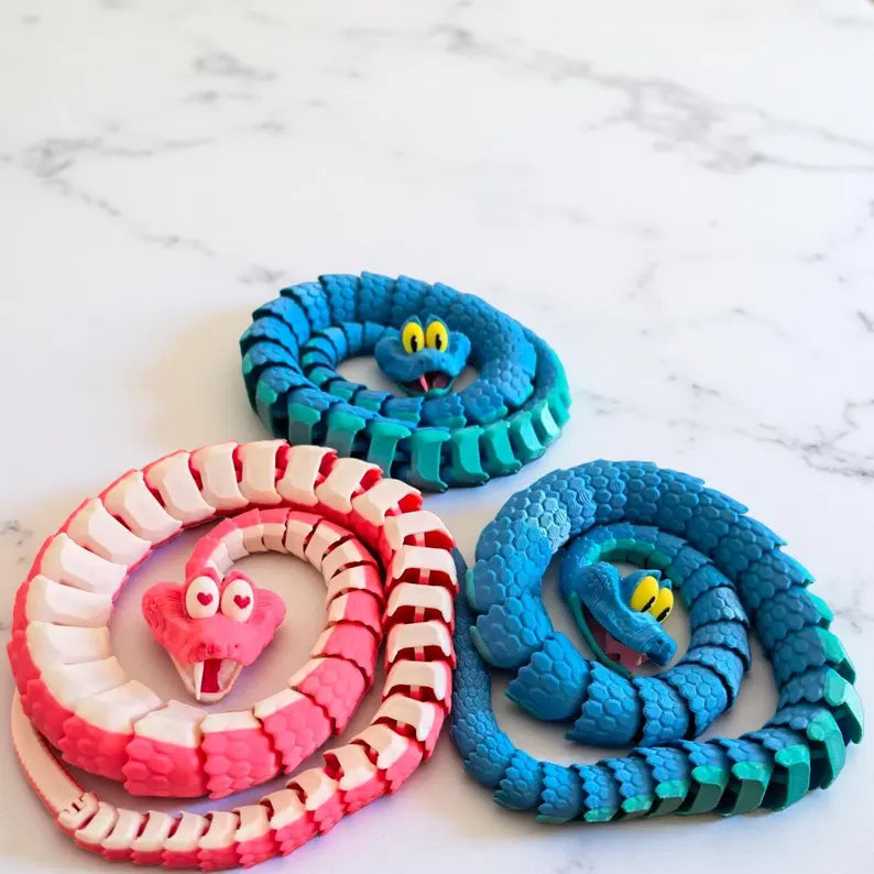 3D Printed Articulated Blue Snake Toy,Zootopia Gary Snake