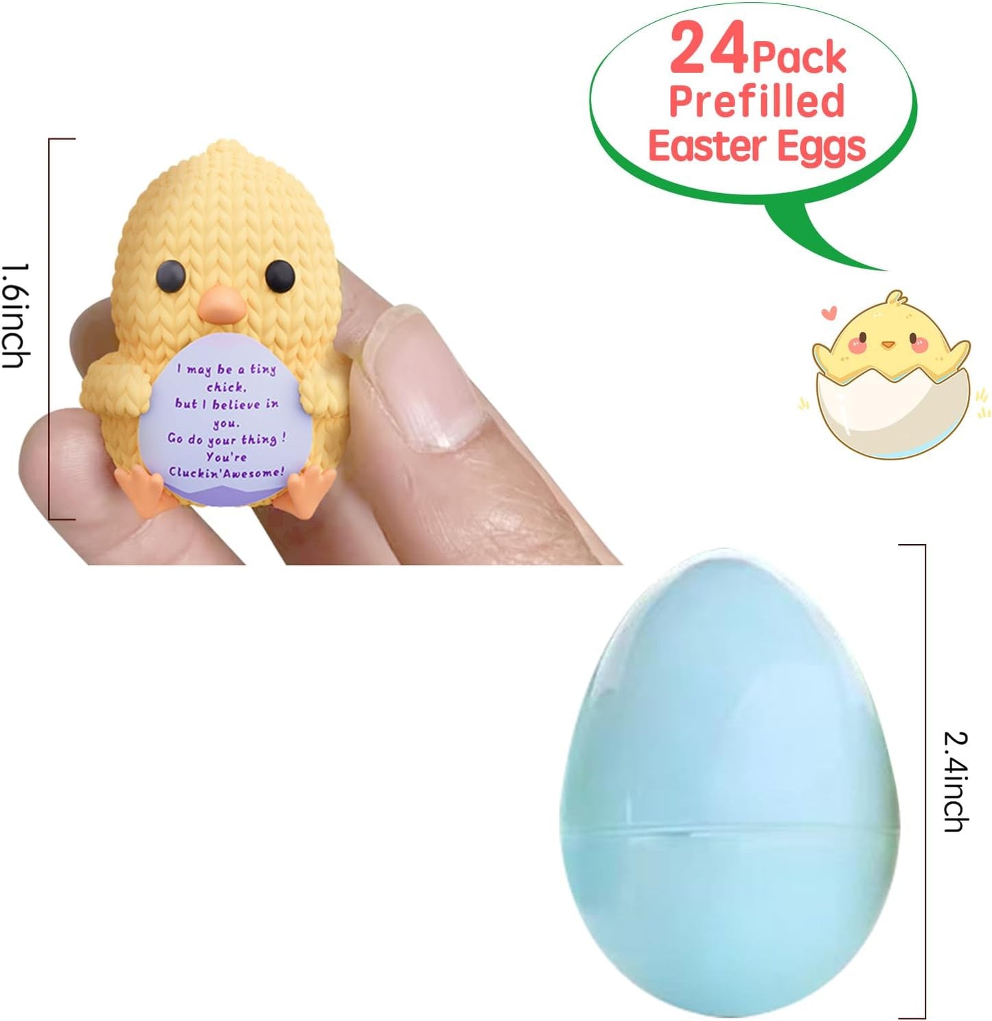 24 Pack Eggs with 3D Printed Knitted Animals