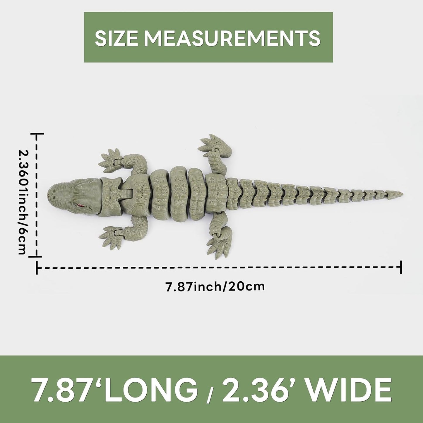 7.9" 3D Printed Crocodile Alligator
