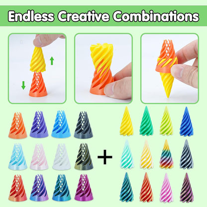 12 pcs 3D Printed Mini Spiral Cone Pyramid Fidget Toy