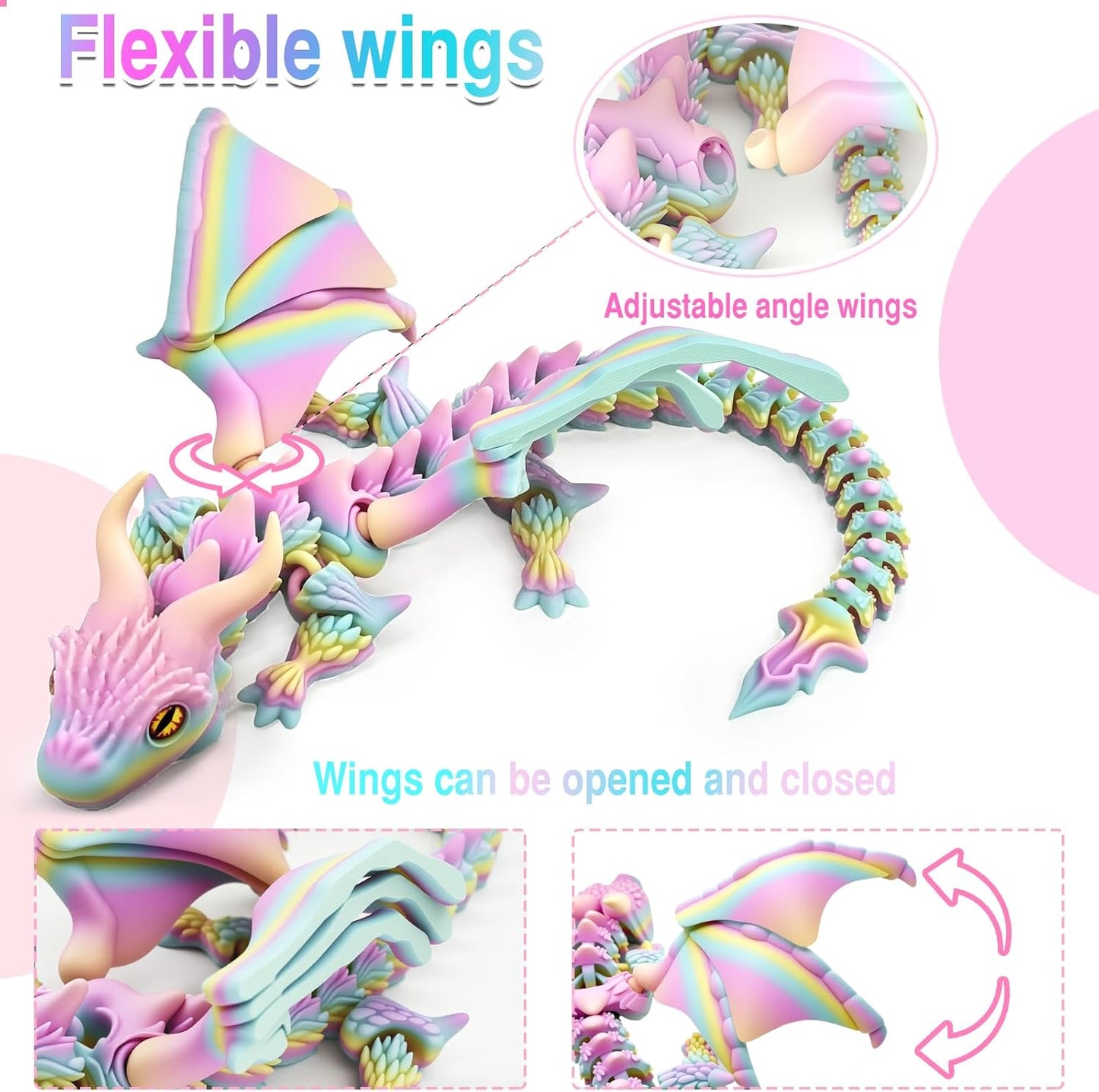 3D Printed Dragon with Wings 16.9 Inches