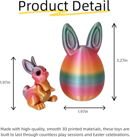 6pcs 3D Printed Easter Eggs Set with Rabbit