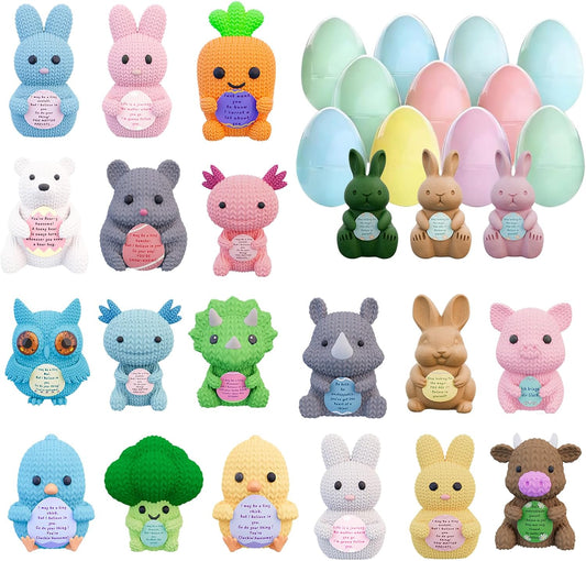 24 Pack Eggs with 3D Printed Knitted Animals