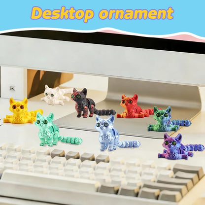 8PCS 3D Printed Articulated Cat Figurines