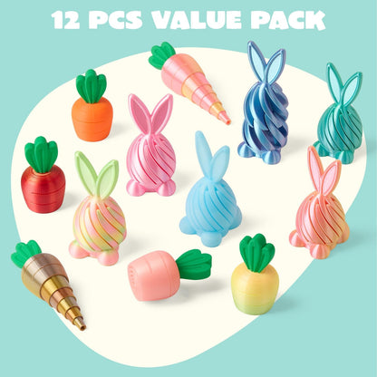 12 Pcs 3D Printed Bunny and Carrot Fidget Toys