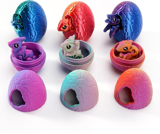 6 Pack 3D Printed Dinasaur Figures with Matching Eggs
