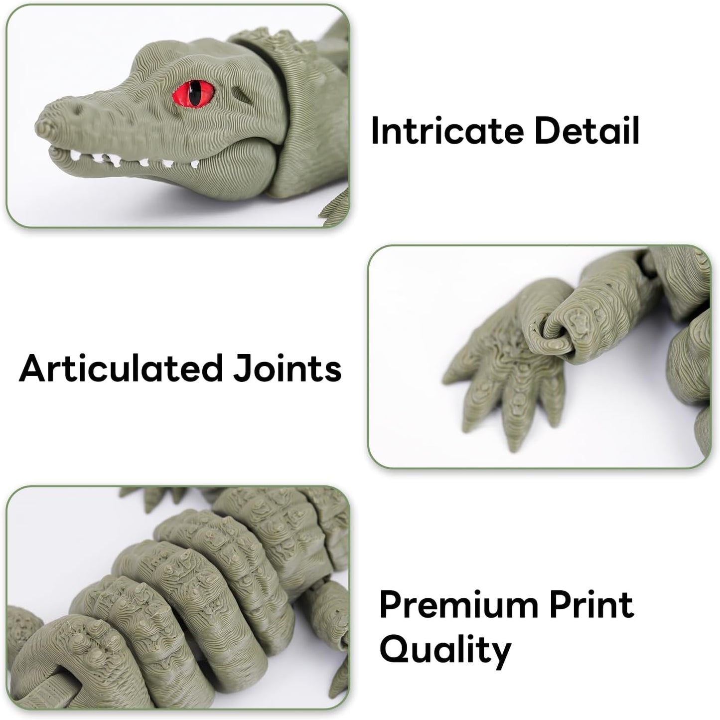 7.9" 3D Printed Crocodile Alligator