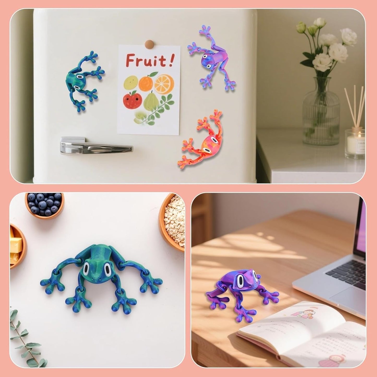 4pcs 3D Printed Magnetic Frog
