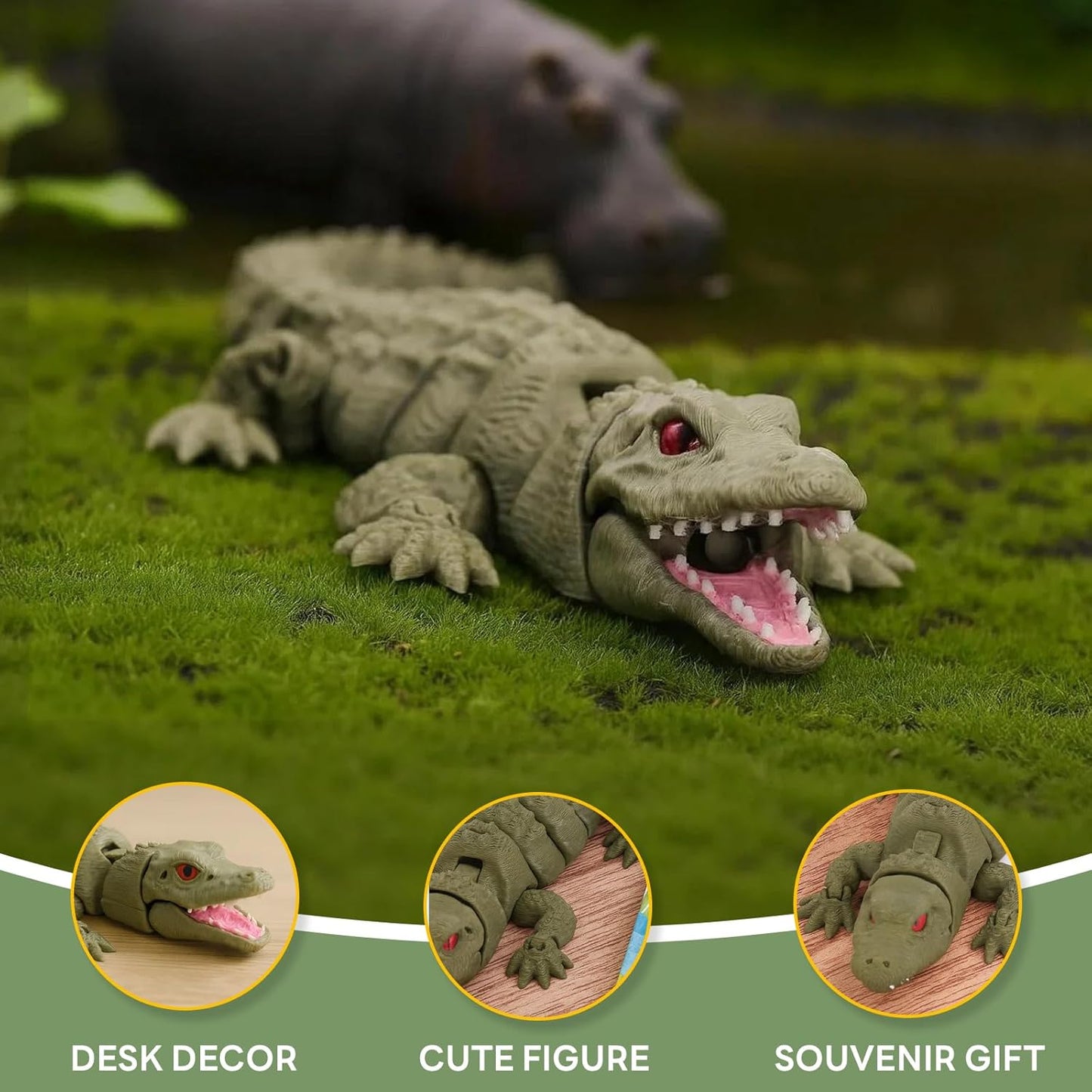 7.9" 3D Printed Crocodile Alligator