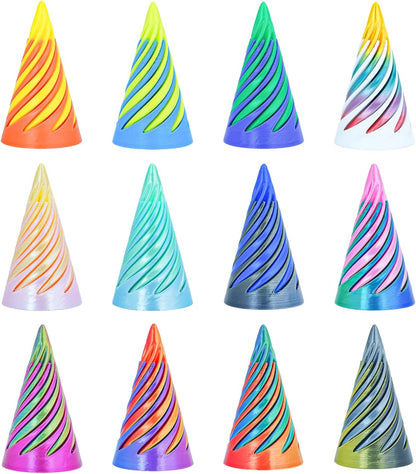 12 pcs 3D Printed Mini Spiral Cone Pyramid Fidget Toy