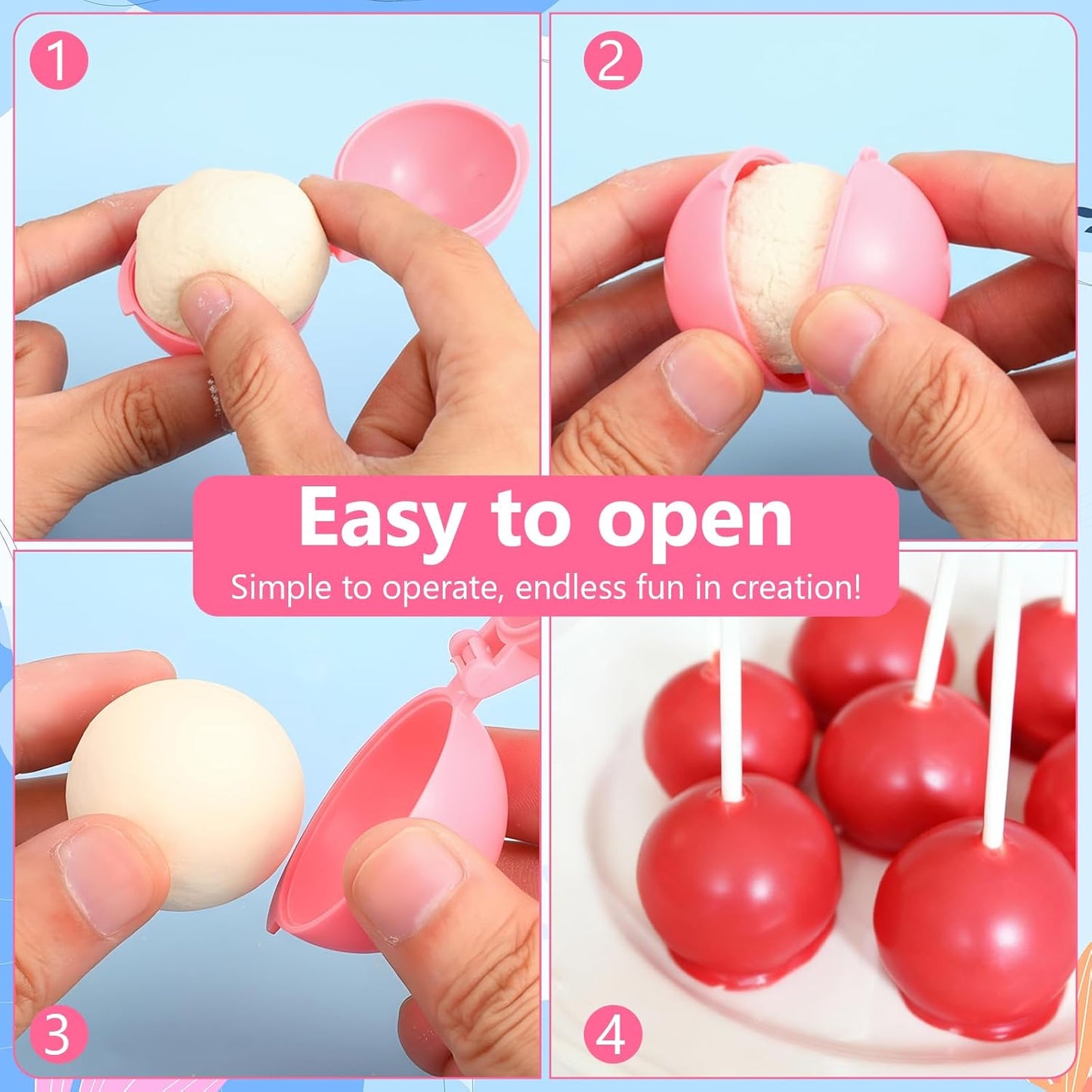 3D Printed 4pcs Cake Pop Mold Shapes