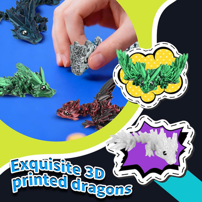 12PCS 3D Printed Dragon Set