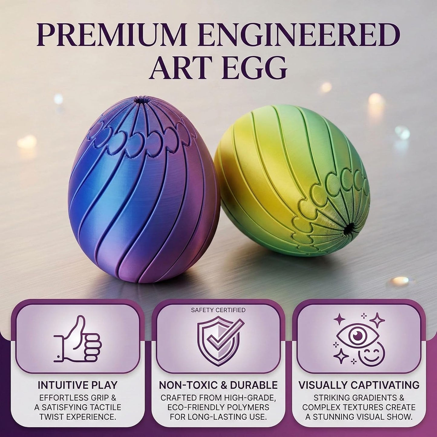 Twisty Fidget Egg 3D Printed