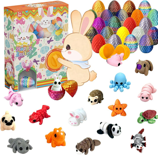 24 Pack Easter Eggs with Articulated Animals