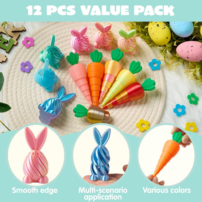 12 Pcs 3D Printed Bunny and Carrot Fidget Toys