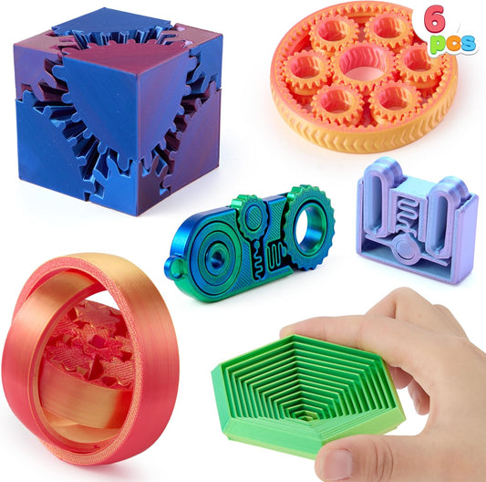 6 PCS 3D Printed Spin Fractal Click Gear Fidget Toy