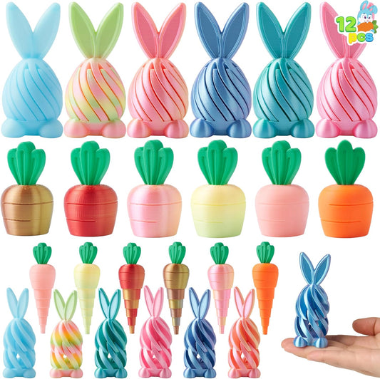 12 Pcs 3D Printed Bunny and Carrot Fidget Toys