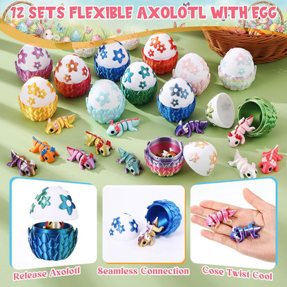 12 Pcs Axolotl with Dragon Eggs
