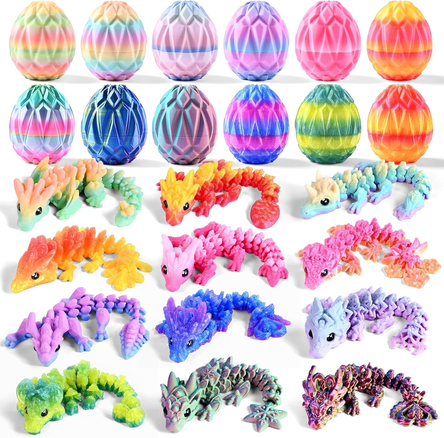 12 pcs 3D Printed Easter Eggs with Dragons