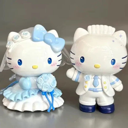 3D Printed Wedding ceremony, bride and groom in wedding dresses, Hello Kitty kitty