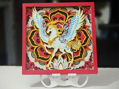 3D Printed 2026 Year of the Horse Spring Festival "Heavenly Horse Brings Peace" Layered Engraving Art