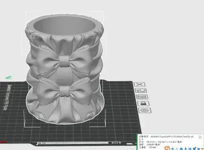 3D Printed Inflatable Fabric Style Bow Pen Holder with Ruffled Texture & Girly Heart