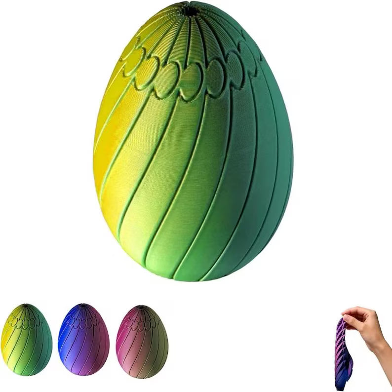 3D Printed Kinetic Egg Toy, Spiral Ripple Desk Fidget, Easter Basket Filler