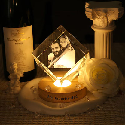 Personalized Heart 3D Crystal Photo Portrait LED,Engraved Crystal Photo With Light,3D Crystal Photo Anniversary valentines day gift for him